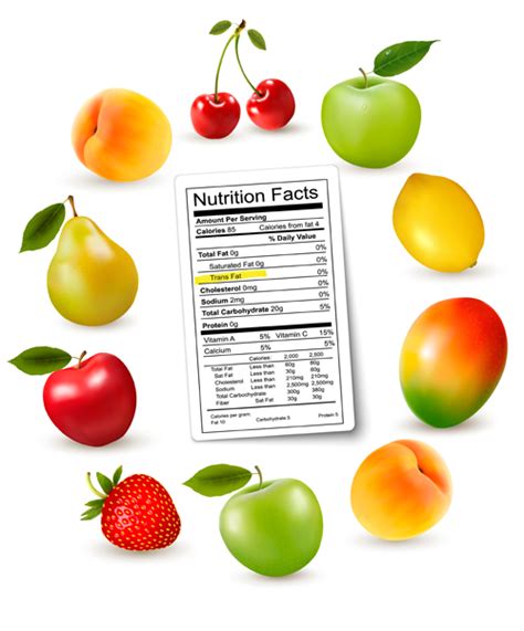 Fruits with nutrition facts vector free download