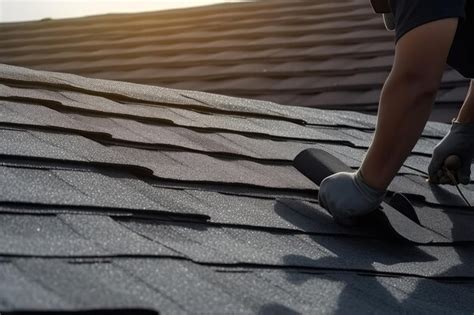 Premium AI Image | A asphalt shingles installation on the roof roofer