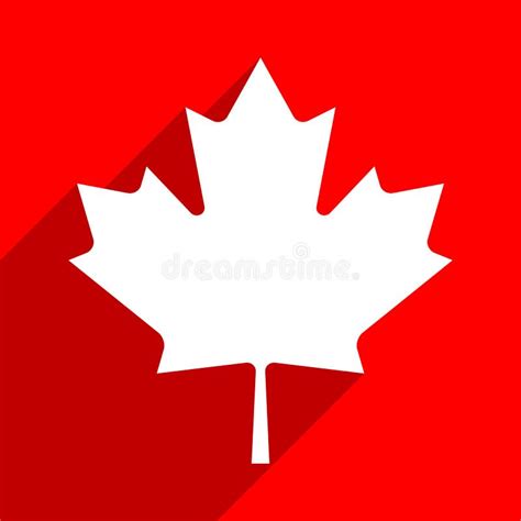 Canadian Flag the Maple Leaf Symbol with Long Shadow on Square Designed ...