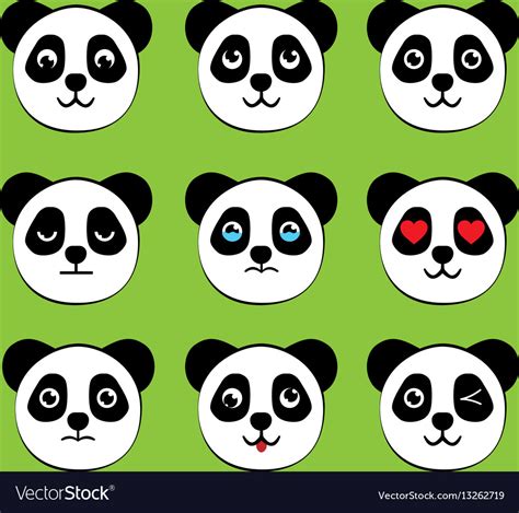 Panda face expressions Royalty Free Vector Image