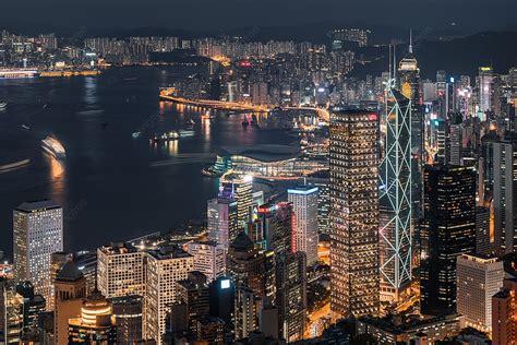 Night View Of Victoria Harbour Hong Kong Background, City, Hong Kong ...