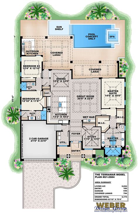 Beach House Plan: Contemporary Caribbean Beach Home Floor Plan