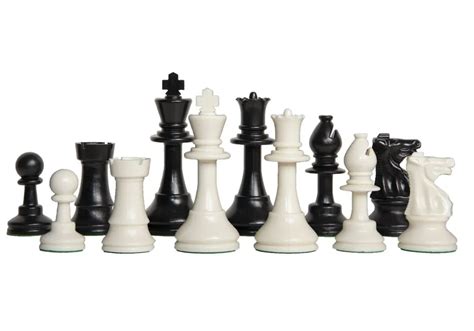 Solid Regulation Plastic Chess Pieces - 3.75 King