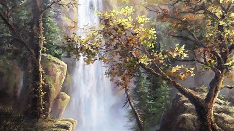 Autumn Waterfall | Paint with Kevin ® - YouTube