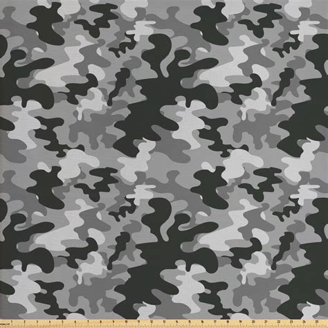 Black and Grey Fabric by The Yard, Stain Like Camouflage Pattern in ...