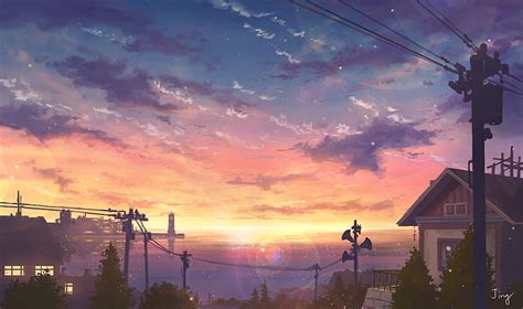 HD wallpaper: Anime, Original, Ocean, Sunset, Town | Wallpaper Flare