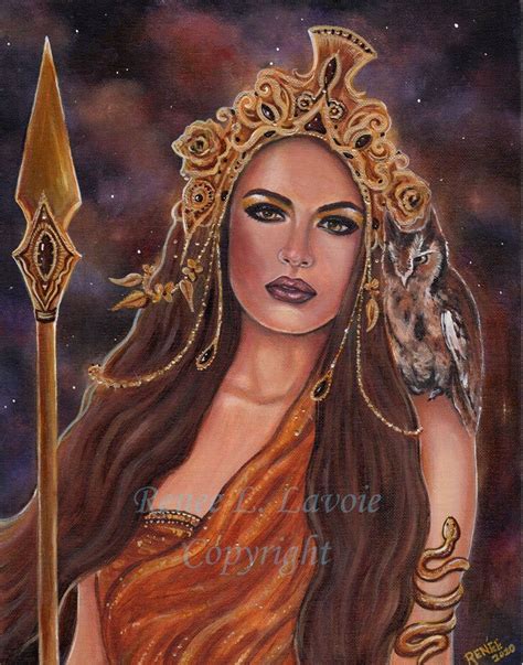 Athena Greek Goddess With Owl ACEO PRINT Fantasy Art by Renee - Etsy ...