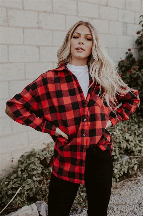 Beloved Button Down Flannel – One Loved Babe | Red flannel shirt outfit ...