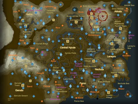 Zelda breath of the wild all shrines location map - bdarobo