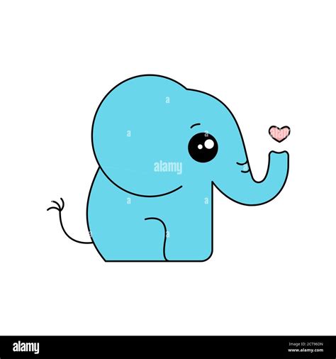 Cute blue elephant side view. Funny animal cartoon character. Elephant ...