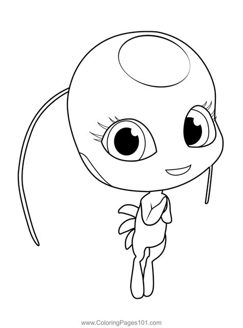 Tikki Kwami Miraculous Ladybug Coloring Page for Kids - Free Miraculous ...