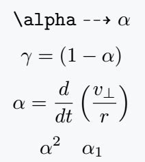 How to denote Alpha(α) and Beta(β) symbol in LaTeX?