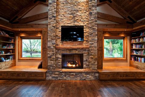 5 Celebrities Awesome Cabin In The Woods | Cabin fireplace, Modern log ...