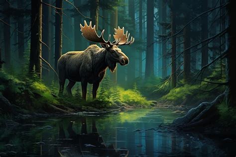 Premium AI Image | moose in the forest