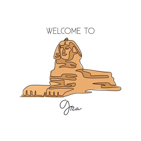 One continuous line drawing of Great Sphinx. Historical tomb iconic ...