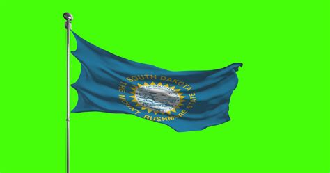 South Dakota State Flag Waving on chroma key background. Unites States ...