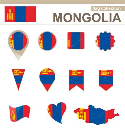 Colección de banderas de Mongolia, 12 versiones | Vector Premium