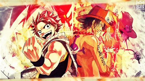 One Piece, Fairy Tail, Portgas D. Ace, Dragneel Natsu, Fire, Anime ...