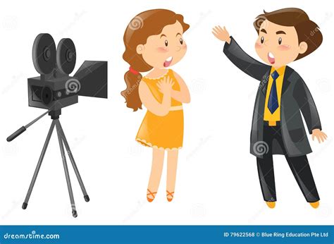 Two Actors Acting Out in Front of Camera Stock Vector - Illustration of ...