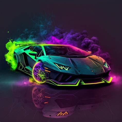 Abstract Neon Lamborghini Wall Art - Etsy UK