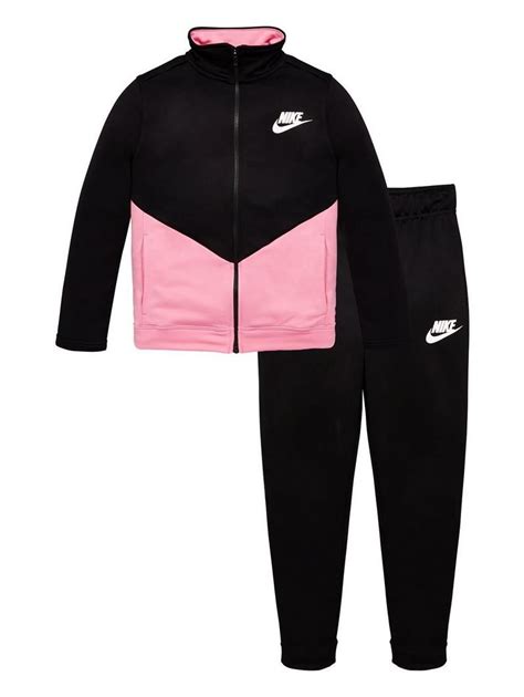 Sportswear Older Girls Futura Tracksuit - Black/Pink in 2020 | Girls ...