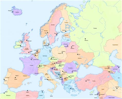 Map of Europe With Cities - JosephabbDuncan