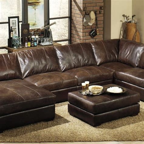 Extra Deep Leather Sectional Sofa | Brown sectional sofa, Sectional ...