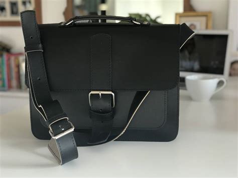 Black Leather Messenger Bag By cutme