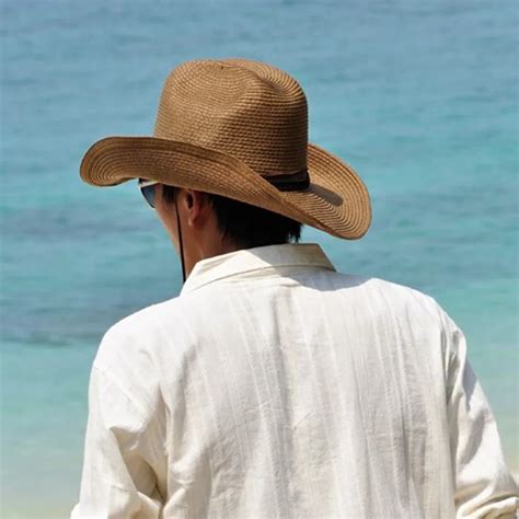 New Luxury Fashion Men's Beach Straw Cowboy Hat Jazz Summer Sun hats ...