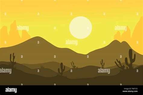 Silhouette of desert and cactus Stock Vector Image & Art - Alamy