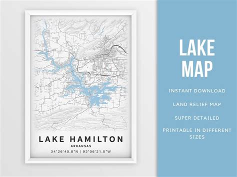 Printable Map of Lake Hamilton Arkansas United States | Etsy