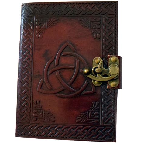 Triquetra Leather Journal Embossed with Lock 5x7 - The Zen Shop