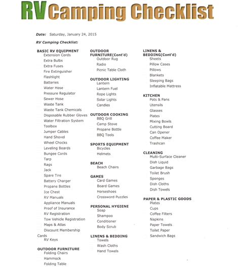 RV Camping Checklist - Delivered RV Rentals