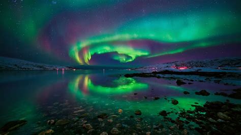 night sky aurora borealis starry night northern lights polar lights # ...