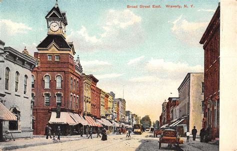 Waverly New York Broad Street East Historic Bldgs Antique Postcard ...