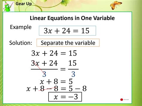 SOLUTION: Solving problems involving linear equations in one variable ...