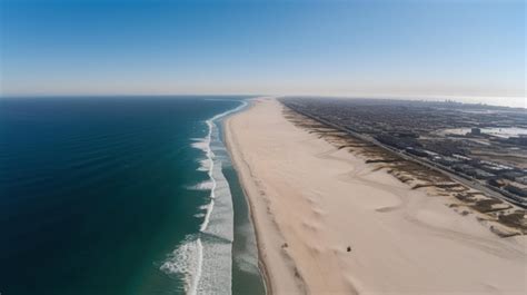 Premium AI Image | An aerial view of a beach and the ocean