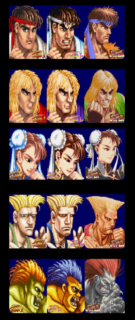 Street Fighter 2 character portrait Evolutions From WW to Turbo to ...