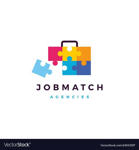 Job search match briefcase puzzle logo icon Vector Image