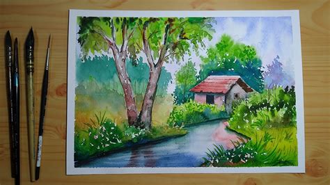 Painting Art & Collectibles Landscape in watercolor etna.com.pe