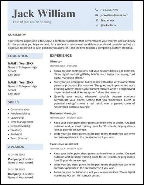 Blank Resume Template Microsoft Word