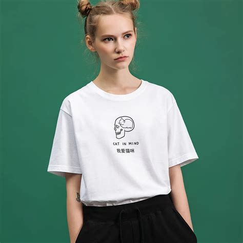 Creative Design Skull Print Cute T Shirt Women Summer Harajuku Fashion ...