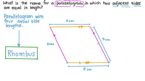 Question Video: Properties of Parallelograms and Rhombuses | Nagwa