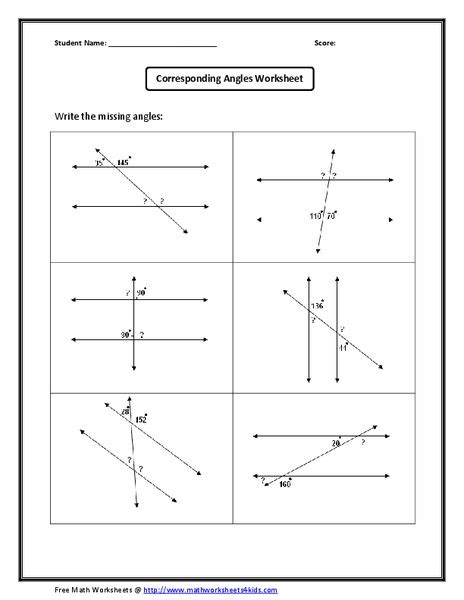 Corresponding Angles Worksheet - Chart Sheet Gallery