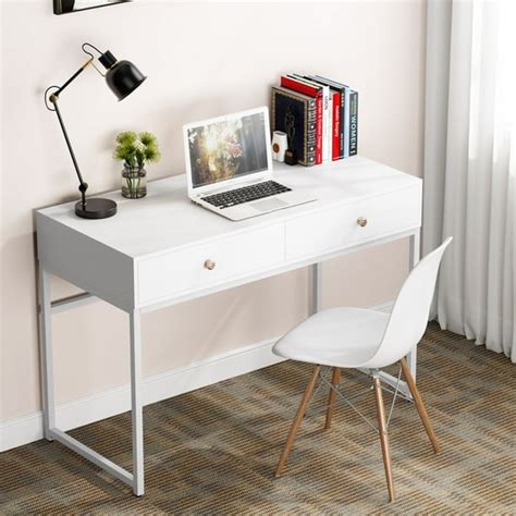 Tribesigns 47" Computer Desk with 2 Drawers, Modern Simple Laptop Desk ...