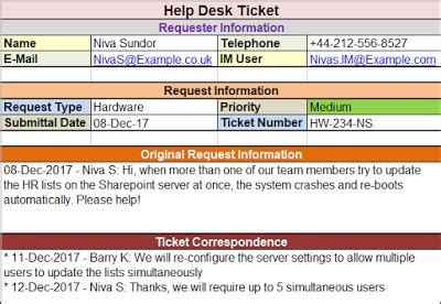 10 Help Desk Ticket Template Excel - Perfect Template Ideas