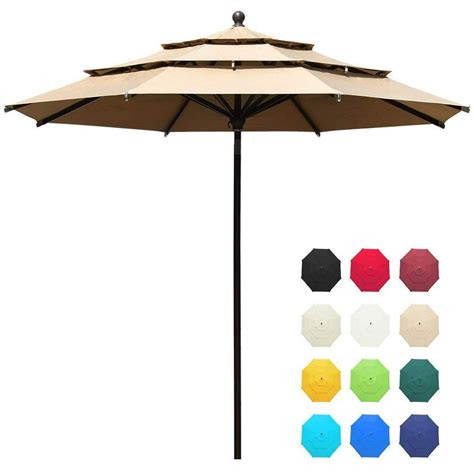 EliteShade Sunbrella 11ft 3 Tiers Market Umbrella Patio Outdoor Table ...