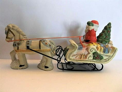 Christmas Village House Accessories Porcelain Santa in Sled | Etsy