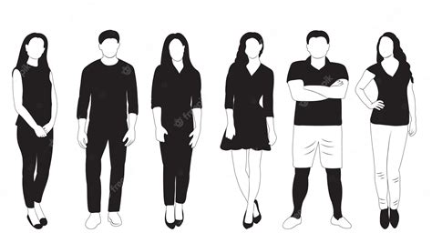 Premium Vector | Silhouette people black and white design vector isolated