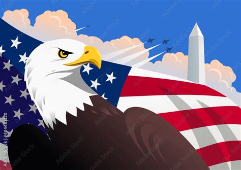 Symbolic American patriotic illustration with the bald eagle, the U.S ...